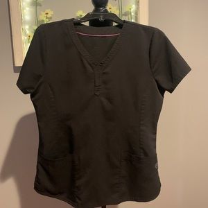 Black scrub top, size small